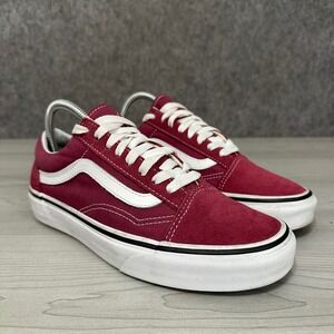 Vans Old Skool Sneakers Womens 8 Burgundy Canvas Suede Low Top Shoes